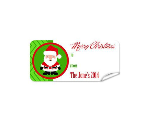 Green Santa 27pk Labels Christmas