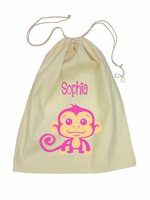 Drawstring Bag - Pink Monkey