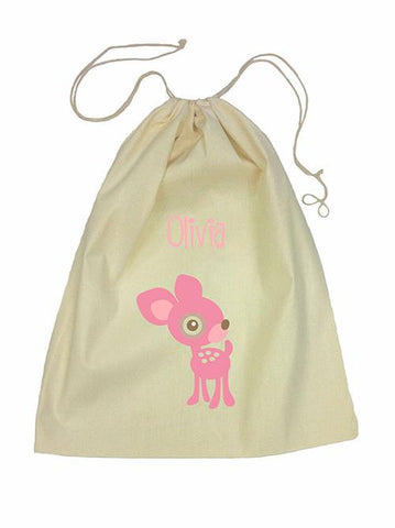Drawstring Bag - Pink Deer
