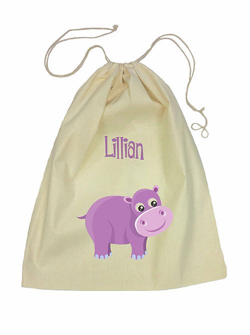 Drawstring Bag - Purple Hippo