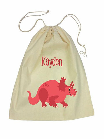 Drawstring Bag - Red Dinosaur