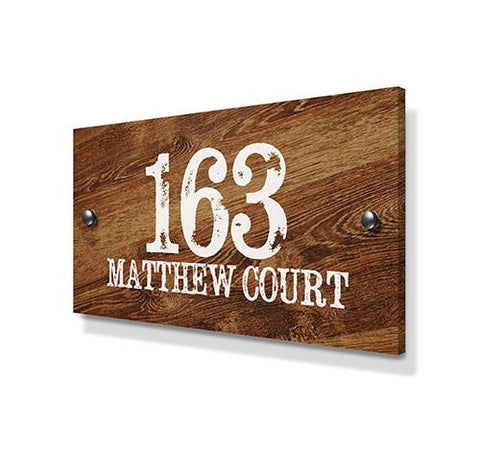 Wood Pine Metal House Sign