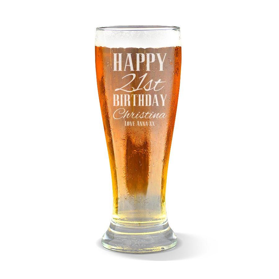 Classic Happy Birthday Premium 425ml Beer Glass