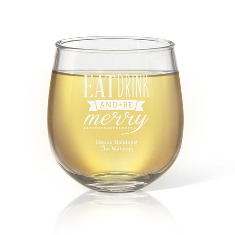Be Merry Stemless Wine Glass