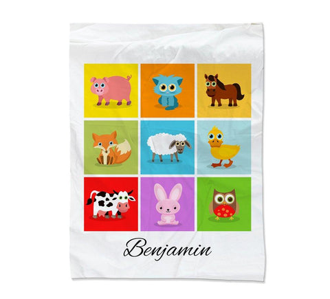 Farm Animal Collage Blanket - Medium (45x60")