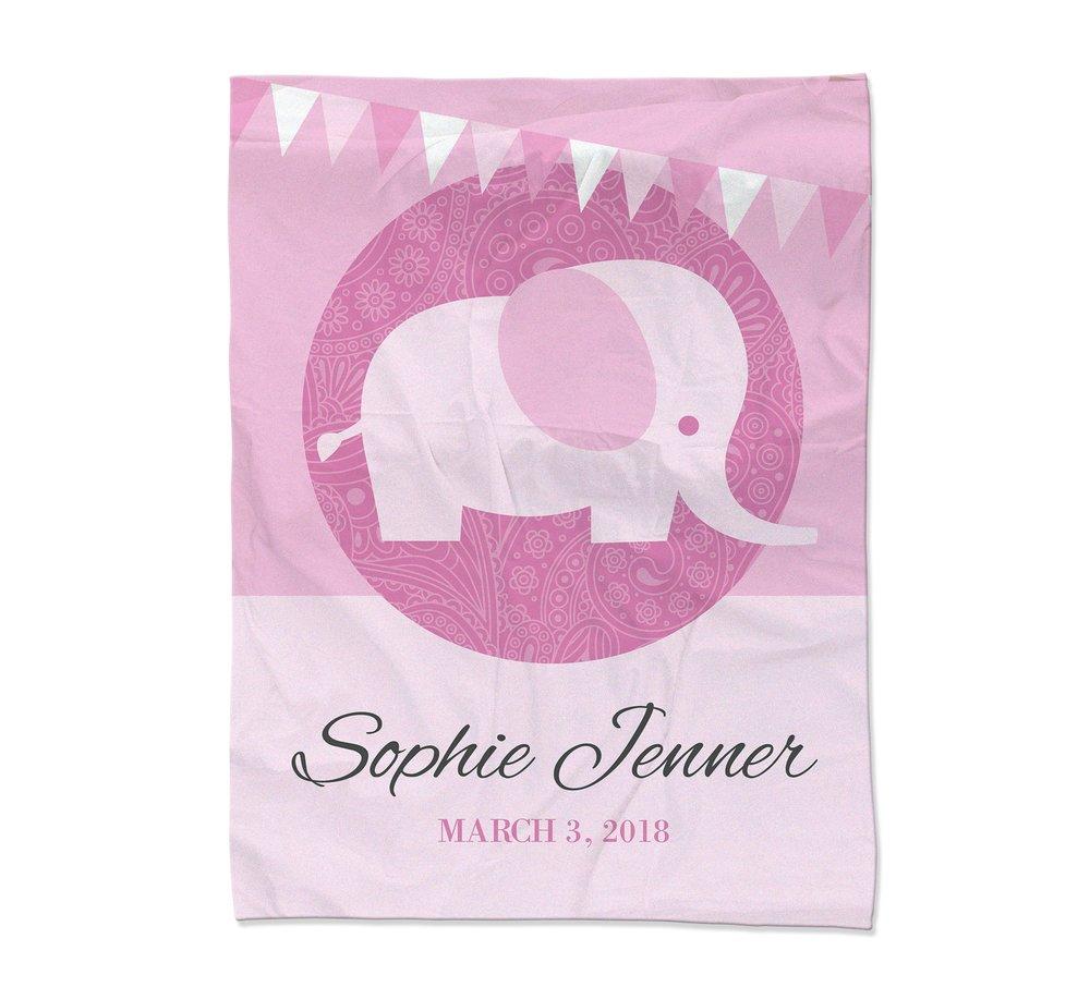 Pink Elephant Blanket - Large (54x72")
