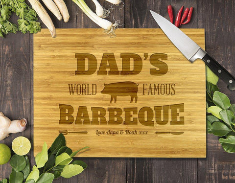 Dad's Famous Barbeque Bamboo Cutting Board 12x16