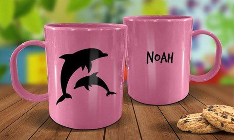 Dolphins Plastic Mug - Pink