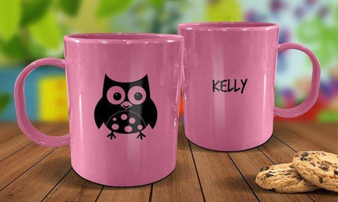 Owl Plastic Mug - Pink