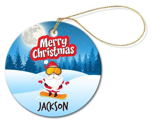 Snowboard Round Porcelain Ornament