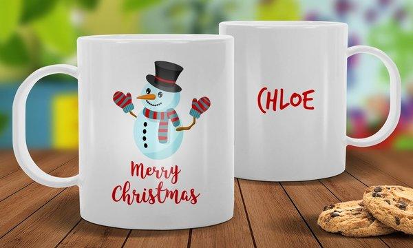Snowman White Plastic Christmas Mug
