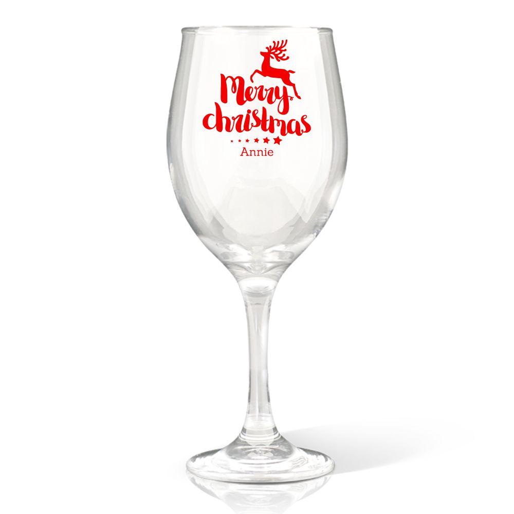 Reindeer Christmas Colour Printed Wine Glass