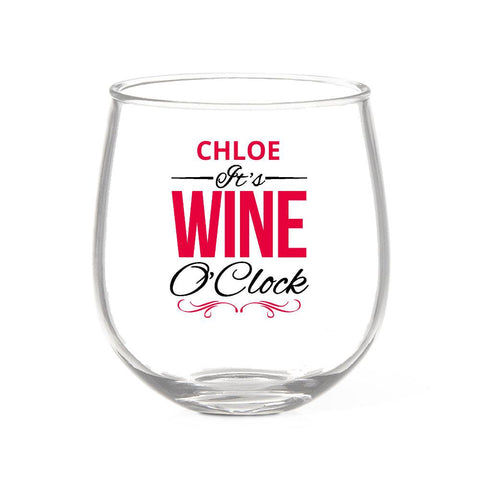 Wine O'Clock Stemless Wine Glass