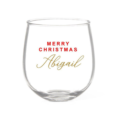 Christmas Stemless Wine Glass