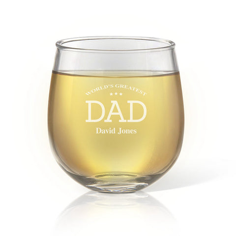 Greatest Dad Stemless Wine Glass