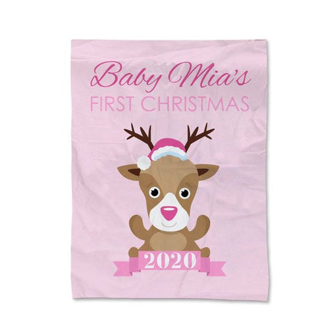 Pink First Christmas Blanket - Medium