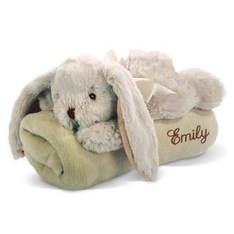 Embroidered Blanket with Toy Rabbit
