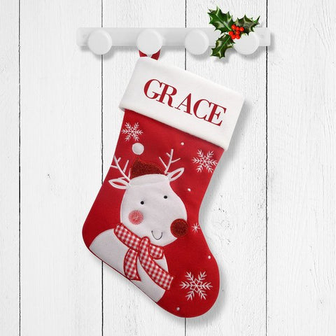 White Reindeer - Santa Stocking