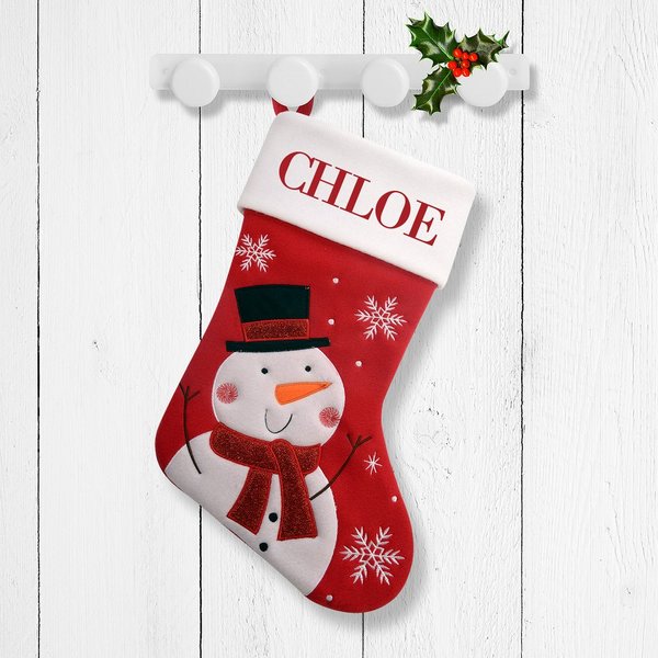 White Snowman - Red Santa Stocking