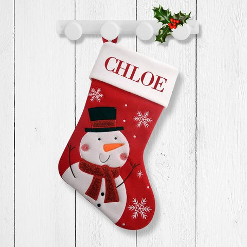 White Snowman - Red Santa Stocking