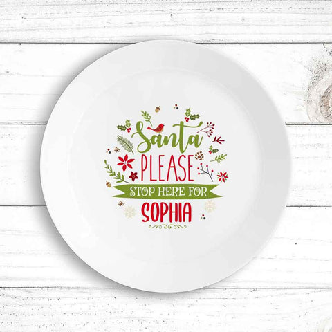 Santa Please Stop Kids Plate