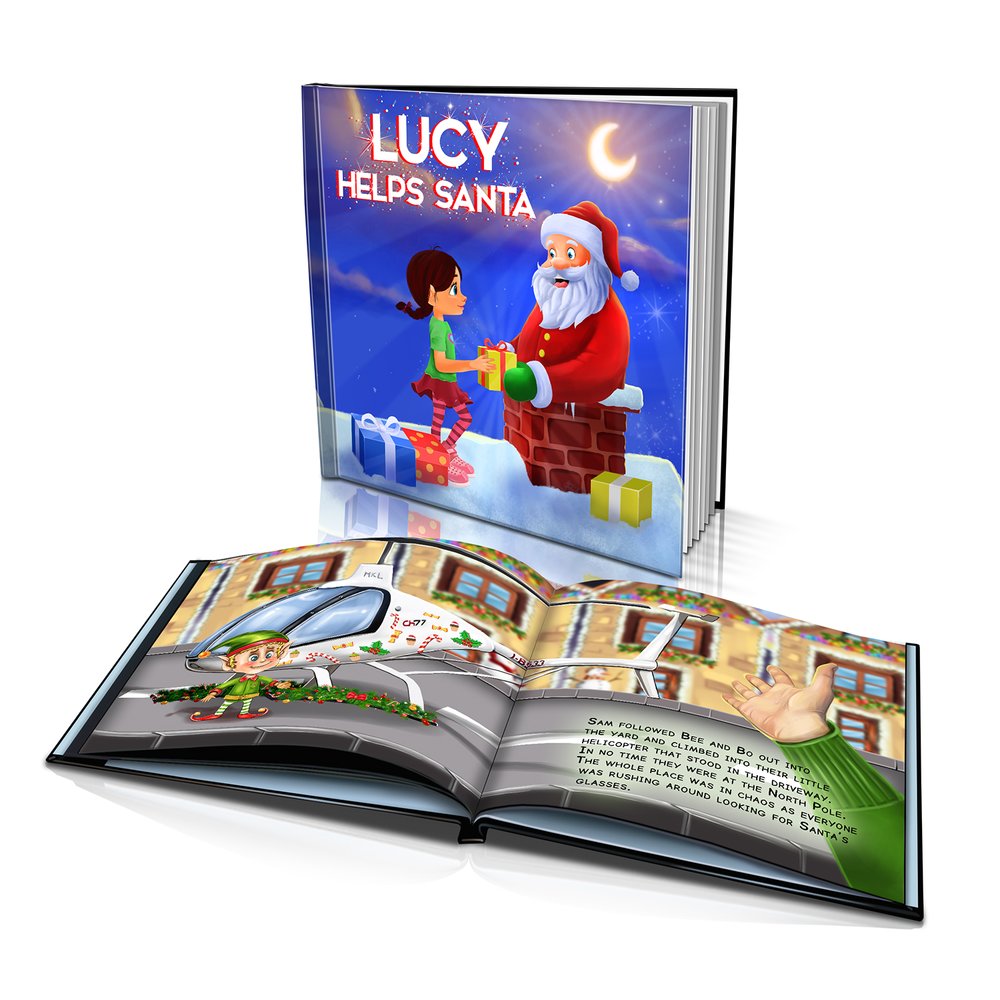 Large Hard Cover Story Book - Helping Santa