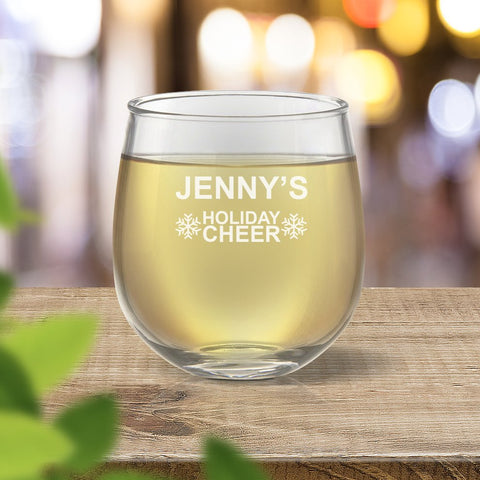 Holiday Cheer Stemless Wine Glass