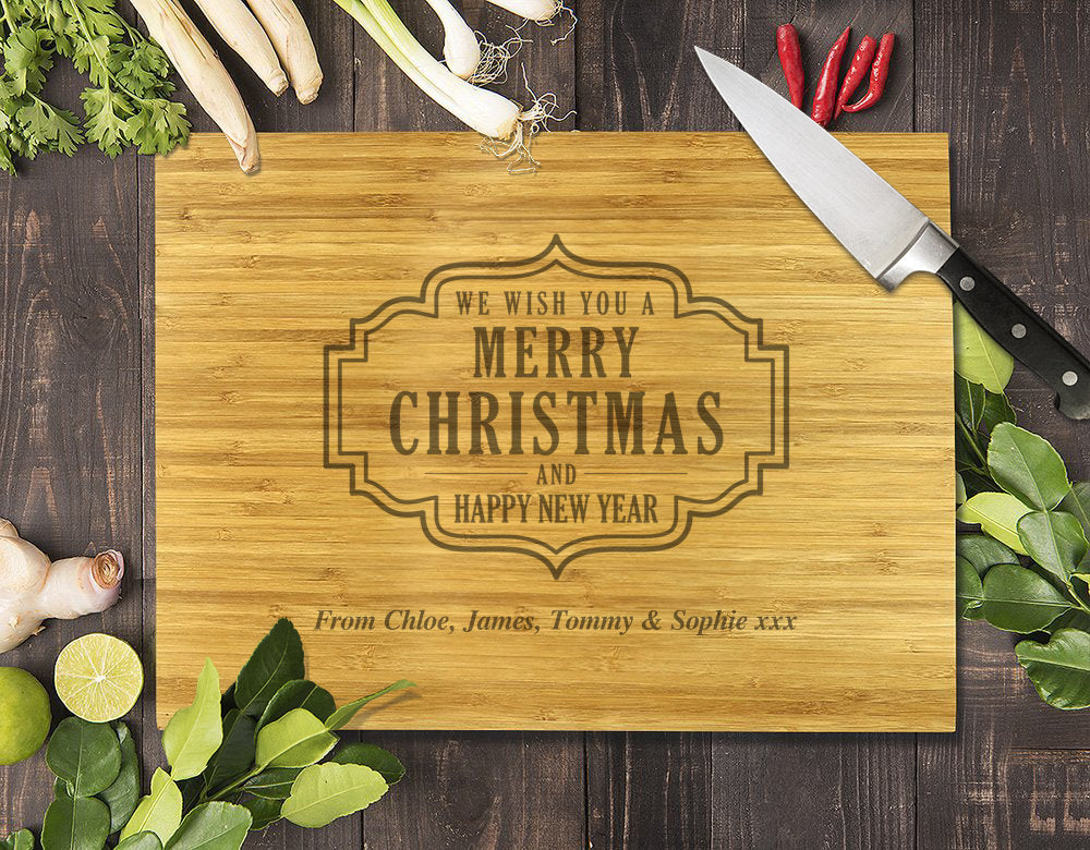 Wish You Merry Christmas Bamboo Cutting Board 12x16"
