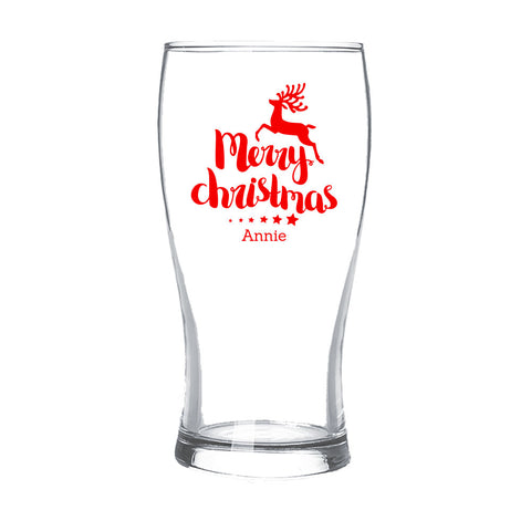 Reindeer Christmas Standard Beer Glass