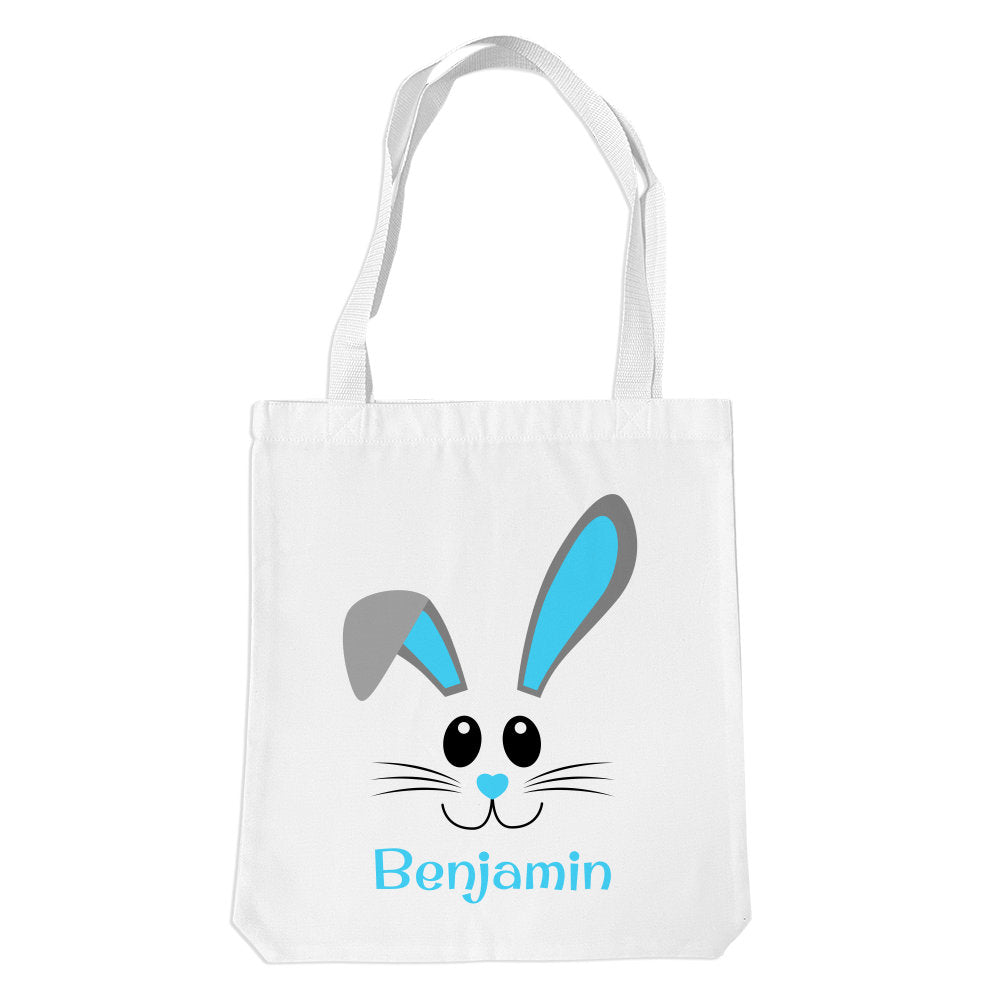 Blue Bunny Face White Premium Tote Bag