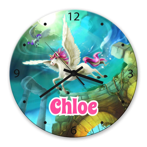 Magical Unicorn Glass Clock