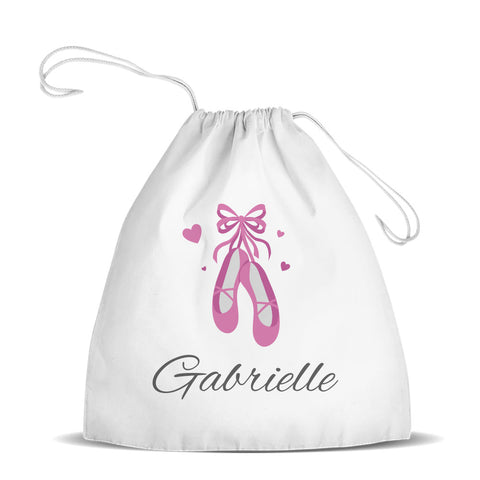 Ballet Shoes White Drawstring Bag