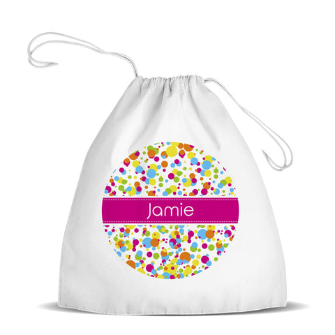 Bubbles White Drawstring Bag