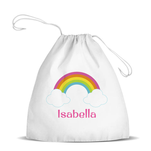Rainbow White Drawstring Bag