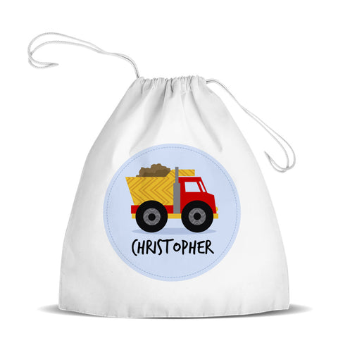 Truck White Drawstring Bag