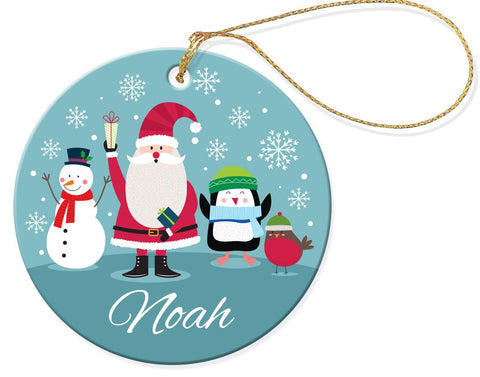 Santa Friends Round Porcelain Ornament