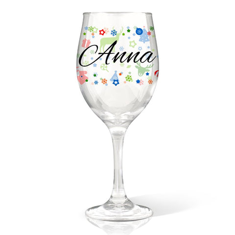 Christmas Pattern Wine Glass