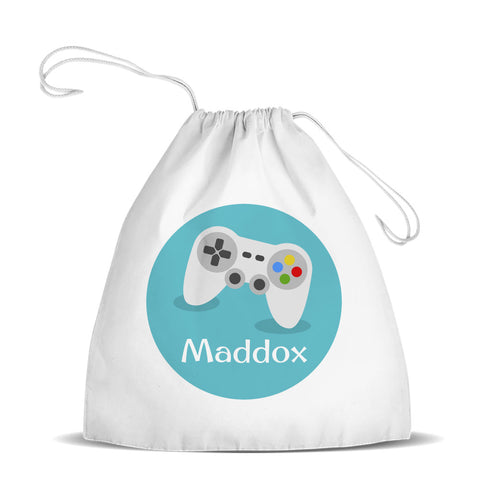 Gaming White Drawstring Bag