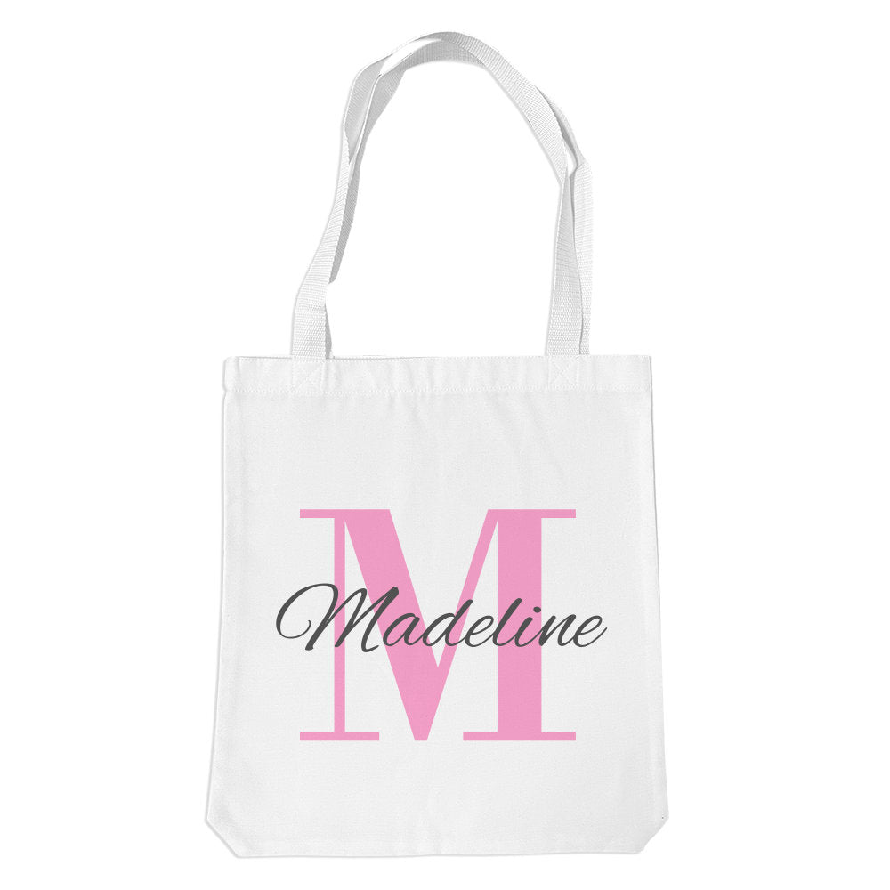 Pink Monogram White Premium Tote Bag