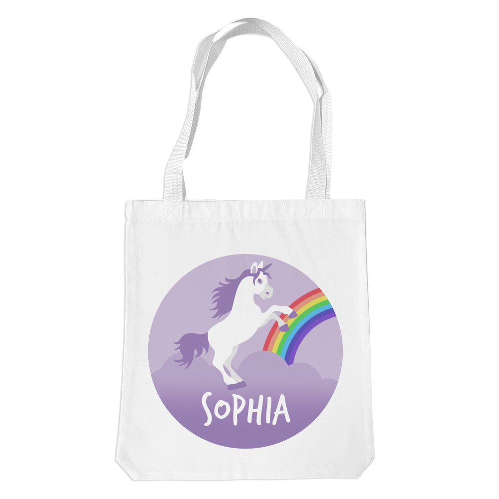 Purple Unicorn White Premium Tote Bag