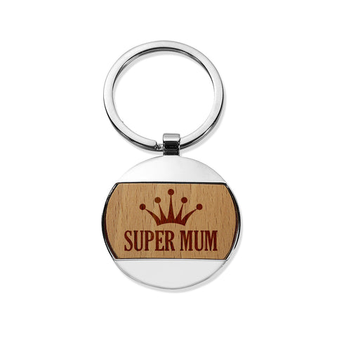 Super Mum Round Metal Keyring