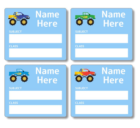 Monster Truck - School Book Label (Pack of 16)