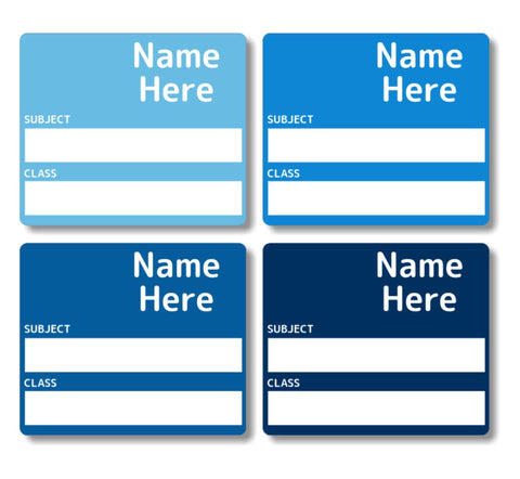 Multi Colour - Blues  - School Book Label (Pack of 16)