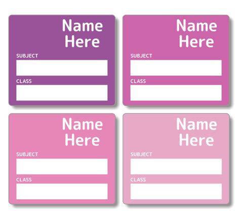 Multi Colour - Magenta  - School Book Label (Pack of 16)