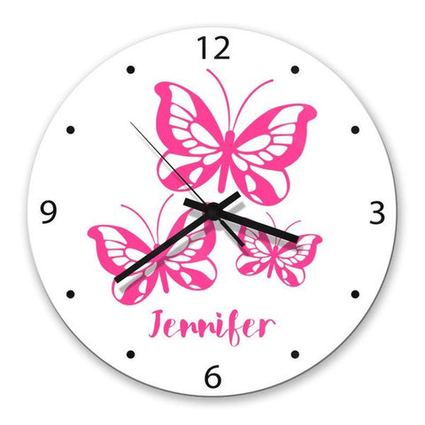 Butterflies Glass Clock