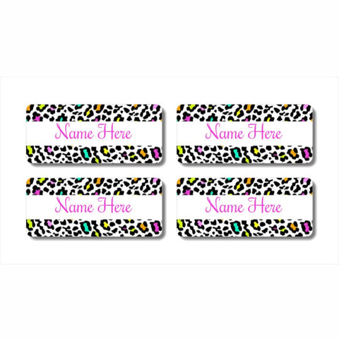 Leopard Print Rectangle Name Labels (Pack of 32)