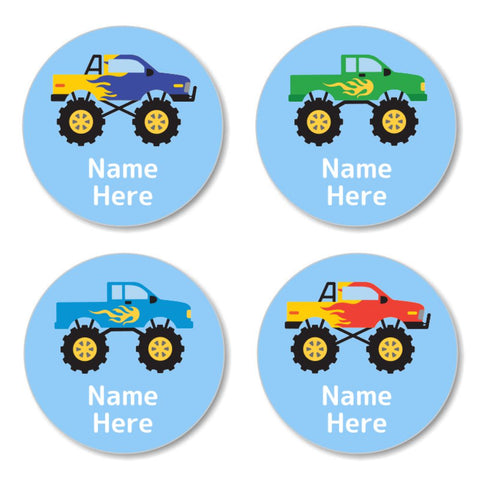 Monster Truck Round Label (Pack of 30)