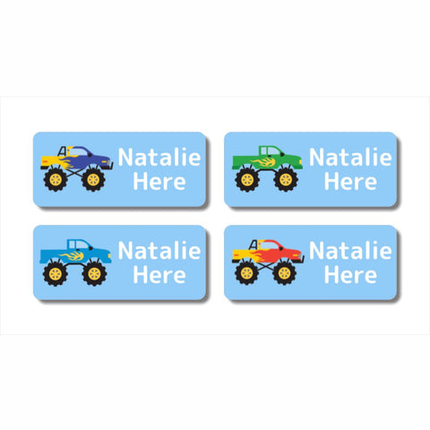 Monster Truck Rectangle Name Labels (Pack of 32)
