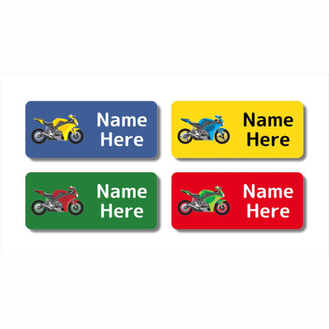 Motorbike Rectangle Name Labels (Pack of 32)