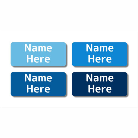 Multi Colour - Blues Rectangle Name Labels (Pack of 32)